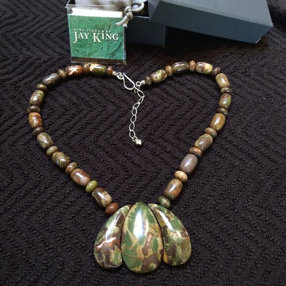 Jay King - Rainforest Jasper Necklace, Sterling Silver Clasp - Picture 3 of 5